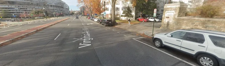 Driveway into the patient parking lot from Virginia Ave NW