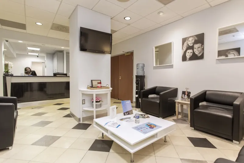 The calm reception and waiting lounge at DC Dental Spa
